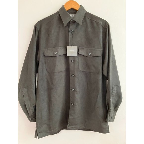 Crazy Horse Claiborne Black Long Sleeve Button Up Microsuede Men's Small Shirt - Picture 1 of 9